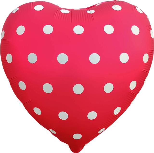 Matte Red Heart with White Polka Dots Balloon · 18"