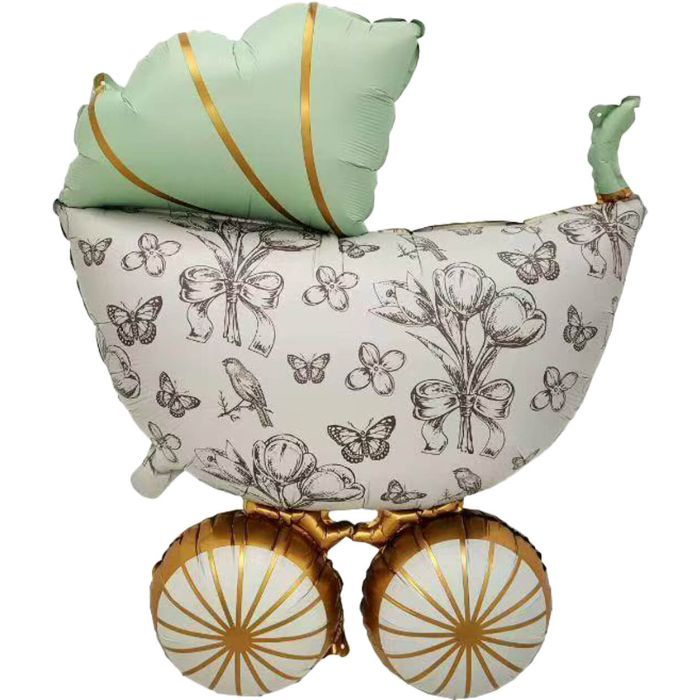 Retro Baby Stroller Green · 36"
