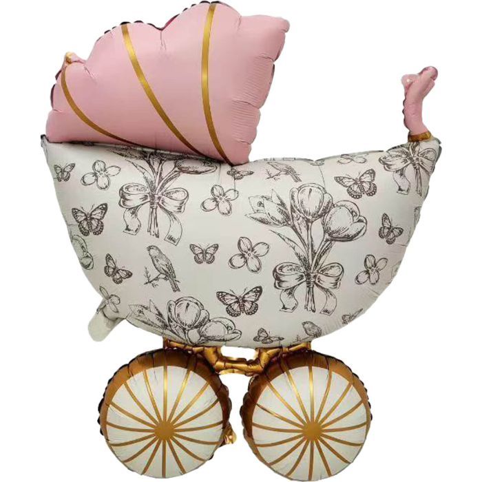 Retro Baby Stroller Pink · 36"