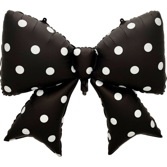 Black Bow With White Polka Dots Balloon · 39"