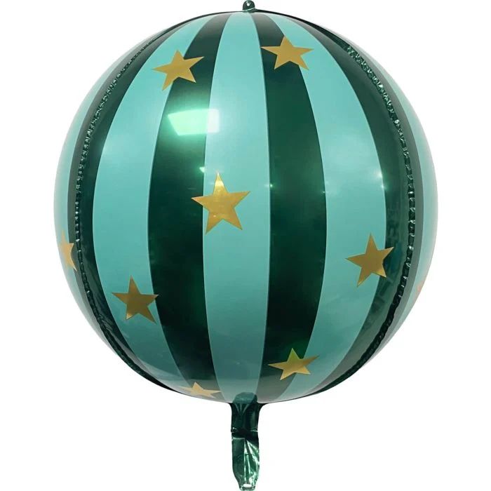 Orb 16" Ball Green Striped Ornament Ball