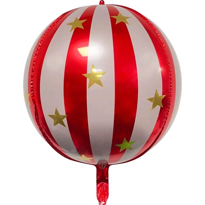 Orb 16" Red Striped Ornament Ball