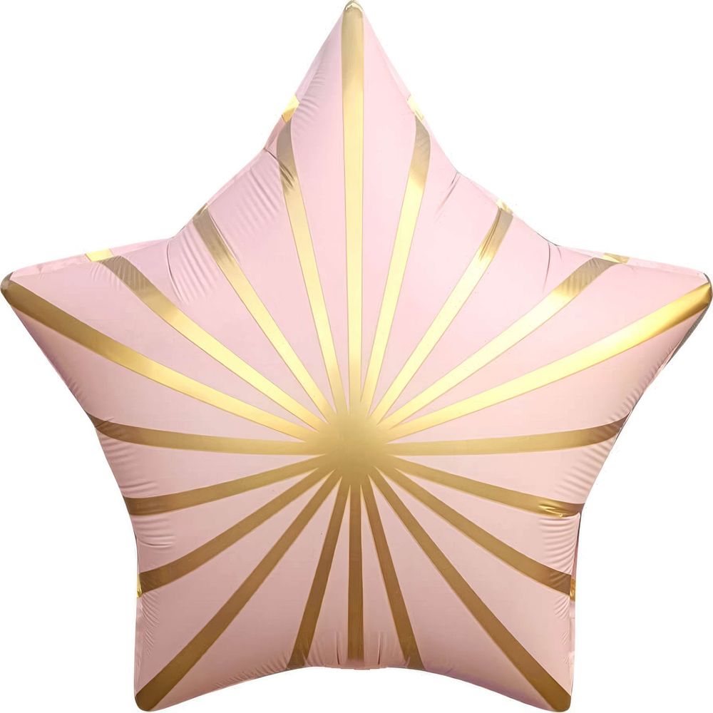 Matte Pink Golden Rays Star Balloon · 18"